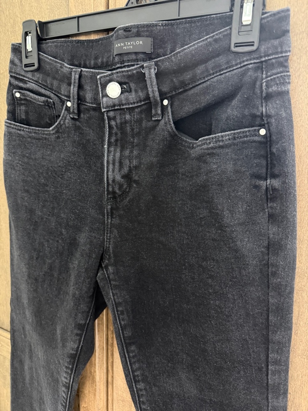 Ann Taylor “The Taper” Jeans. Petite. Black wash denim.